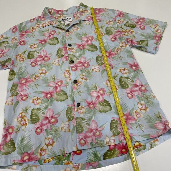 VTG HOWIE Men’s Hawaiian Shirt Reverse Print Blue Pink Floral Made In Hawaii L - Picture 6 of 7